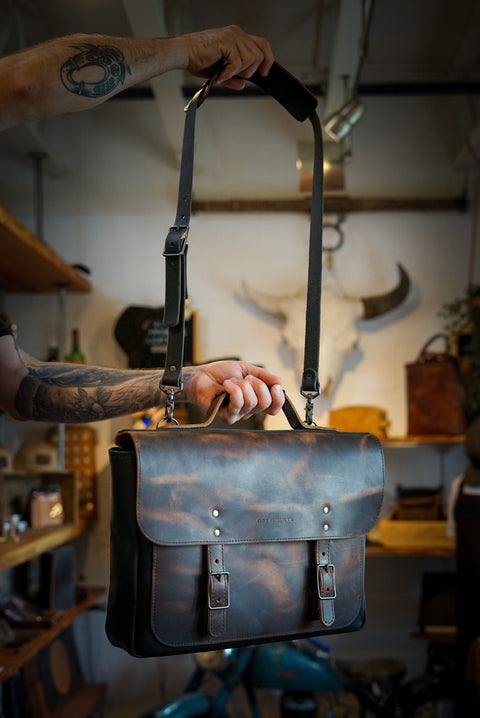 16" Messenger Bag (Two Tone: Hardtimes Brown + Flat Black Accents)