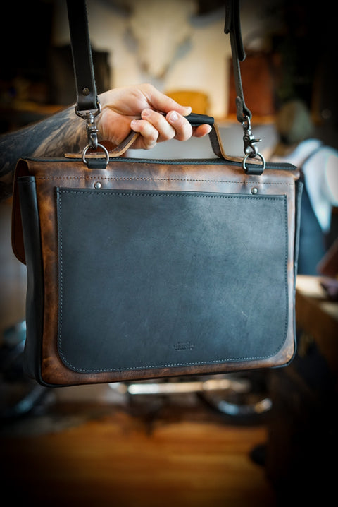 16" Messenger Bag (Two Tone: Hardtimes Brown + Flat Black Accents)