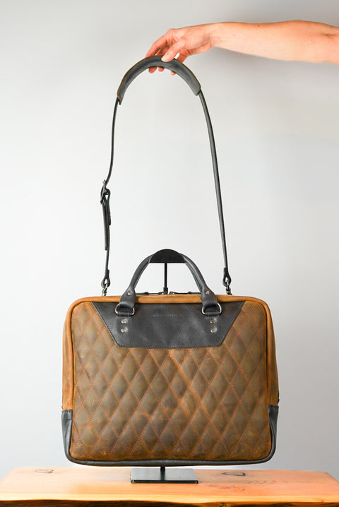 Business Bag (Diamond Stitch: Cedar Brown + Black)
