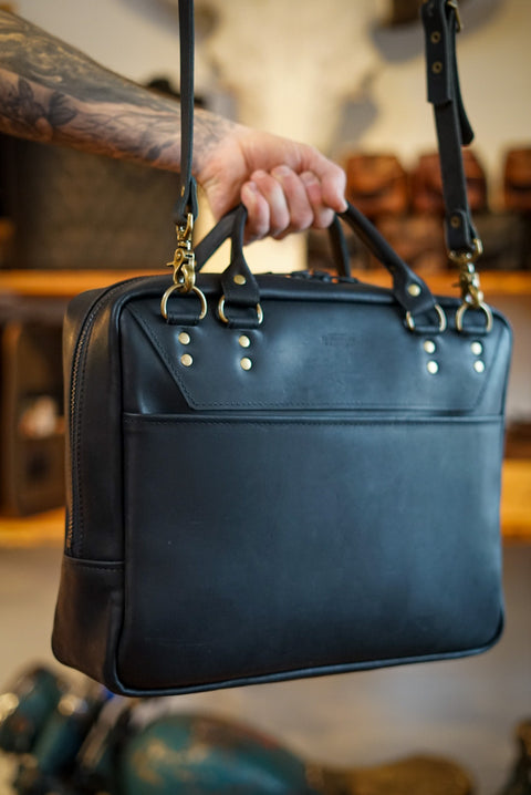 Business Bag (Flat Black + Brush Brass Hardware)