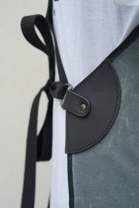 Apron (Charcoil Black Waxed Canvas + Black Leather Accents)