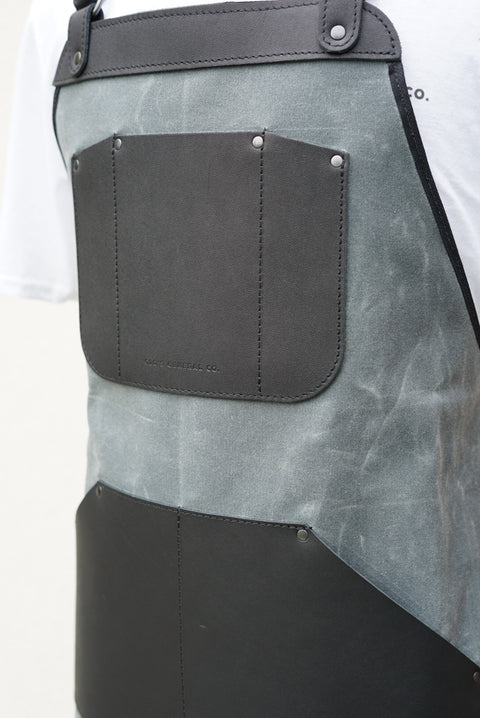 Apron (Charcoil Black Waxed Canvas + Black Leather Accents)