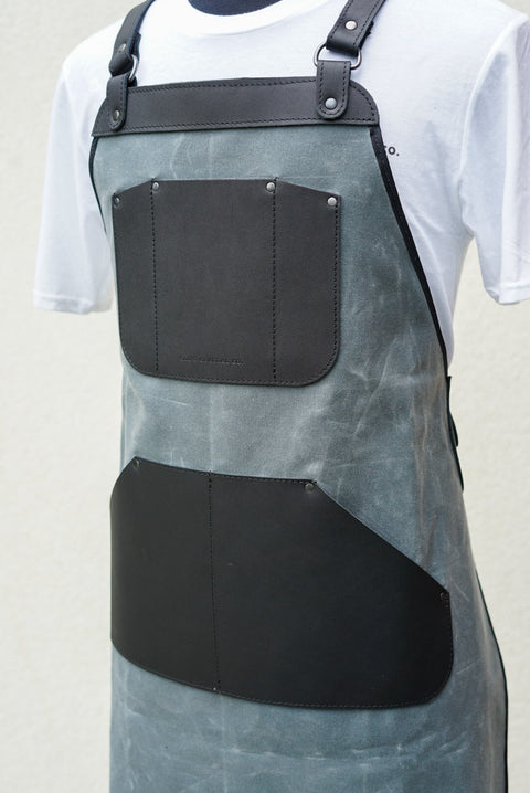 Apron (Charcoil Black Waxed Canvas + Black Leather Accents)