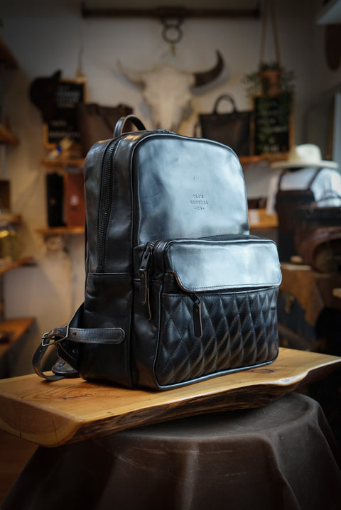 Commuter Backpack (Diamond Stitch: Horween Black)