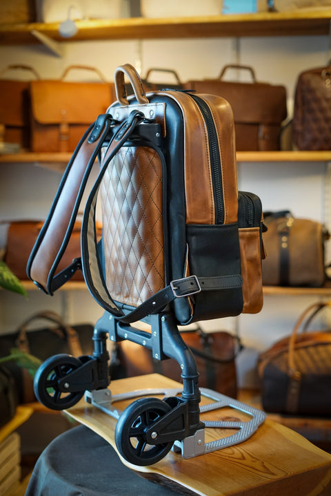 Commuter Backpack (Two Tone: Horween English Tan + Flat Black)