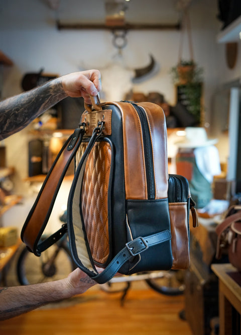 Commuter Backpack (Two Tone: Horween English Tan + Flat Black)