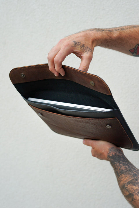 Laptop Sleeve (13" Two Tone: Black + Brown Accents)