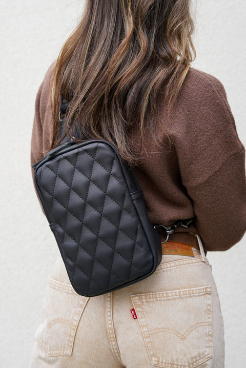 Sling Bag (Diamond Stitch: Flat Black)