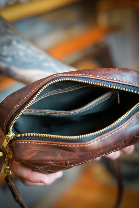 Rectangle Bag ("Hardtimes" Brown + Diamond Stitch)