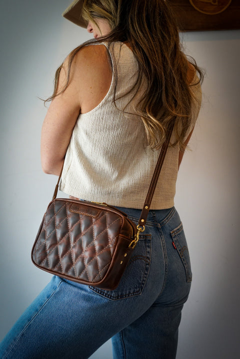 Rectangle Bag ("Hardtimes" Brown + Diamond Stitch)