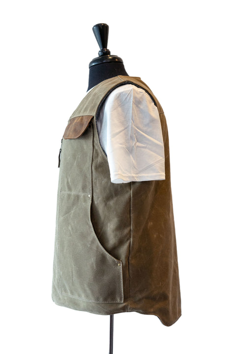 PREORDER: LIMITED EDITION VEST (FIELD TAN GREEN CANVAS + BROWN LEATHER)