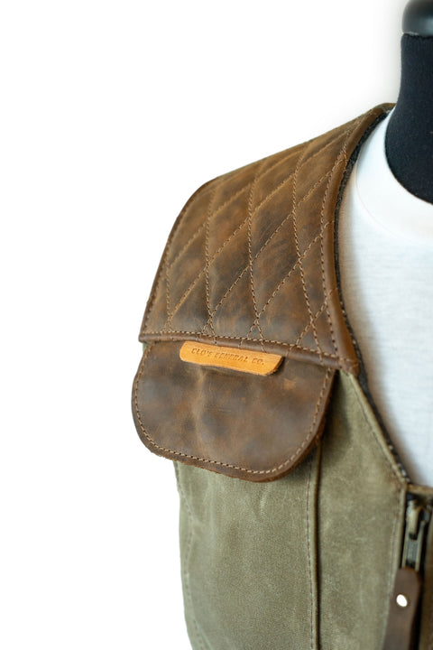 PREORDER: LIMITED EDITION VEST (FIELD TAN GREEN CANVAS + BROWN LEATHER)