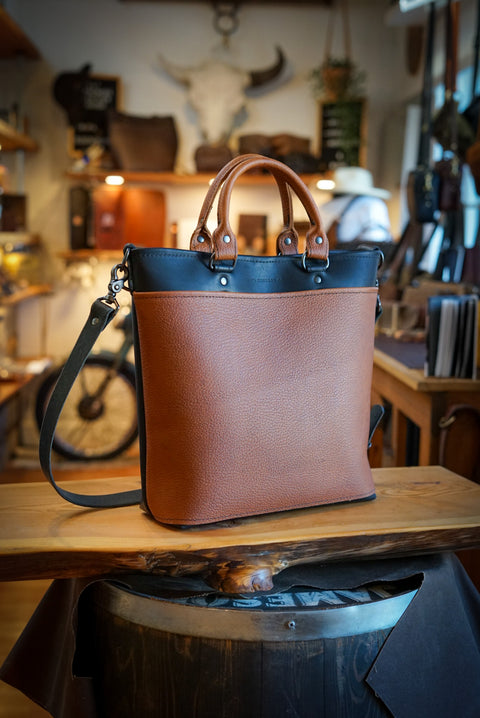 Handbag (Two Tone: Pebbled Canyon Tan + Flat Black)