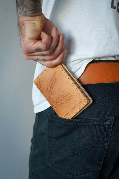 Hand-Tooled Mini Trucker Wallet (Prairie Wheat Sheaf 1 of 1)