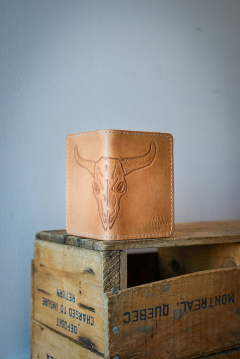 Hand-Tooled Mini Trucker Wallet (CATTLE SKULL 1 of 1)