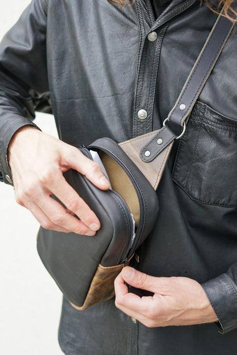 Sling Bag (Two Tone: Flat Black + Hillbilly Sepia Accents)