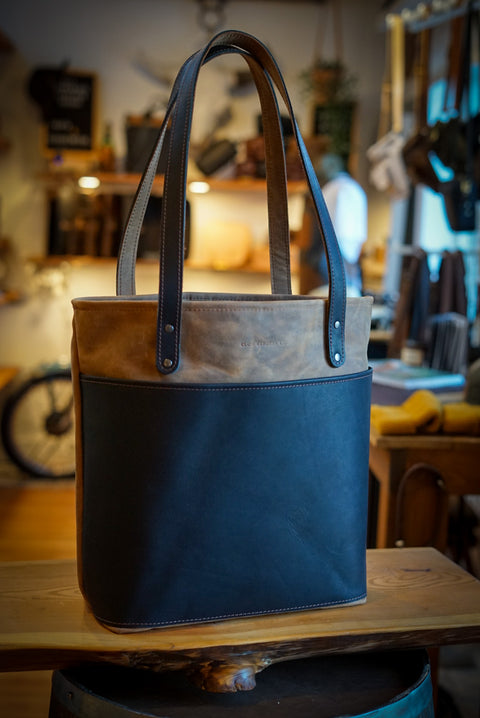 Tote Bag (Two Tone: Toasted Almond + Flat Black Accents)