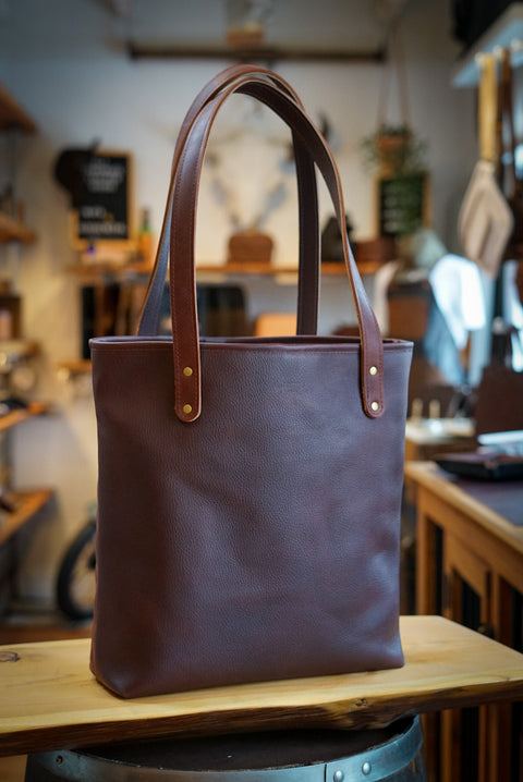 Tote Bag (Diamond Stitch: Pebbled Brown + Dark Amber Harness)