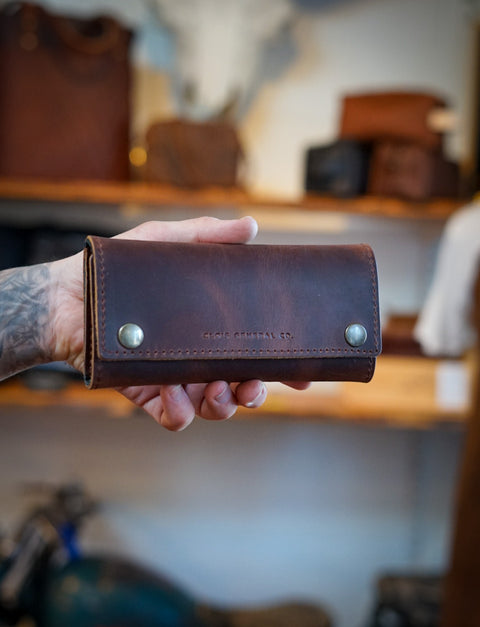 Trifold Long Wallet (Hardtimes Brown + Flat Black Accents)