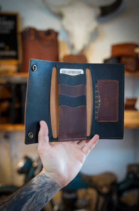 Trifold Long Wallet (Hardtimes Brown + Flat Black Accents)