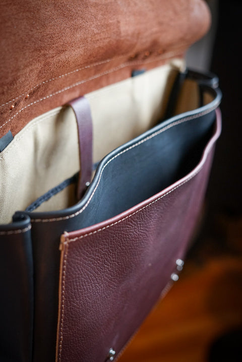 16" Messenger Bag (Two Tone: Pebbled Brown + Flat Black Accents)