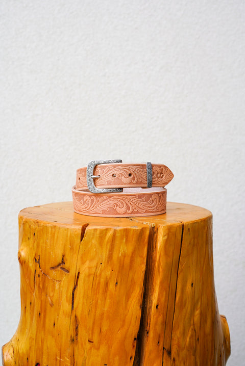 1.5" (Western Paisley Embossed Veg Tan Belt + Western Buckle)