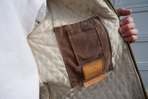 PREORDER: LIMITED EDITION VEST (BRUSH BRASS CANVAS + BLACK LEATHER)