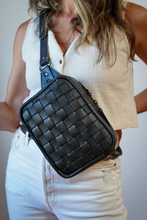 Rectangle Bag (Hand Weaved/Cross-Body: Black)