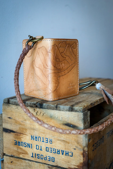 Hand-Tooled Mini Trucker Wallet + Four Strand Round-braided Lanyard (1 of 1)