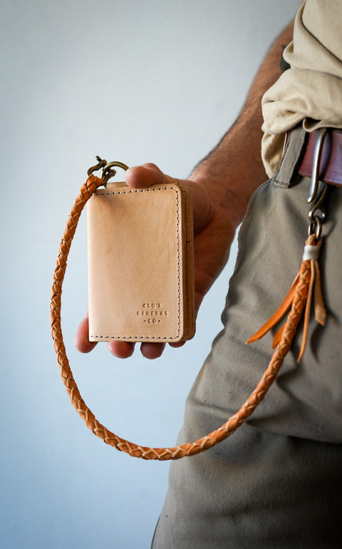 Mini Trucker Wallet + Braided Lanyard (Natural Veg Tan)