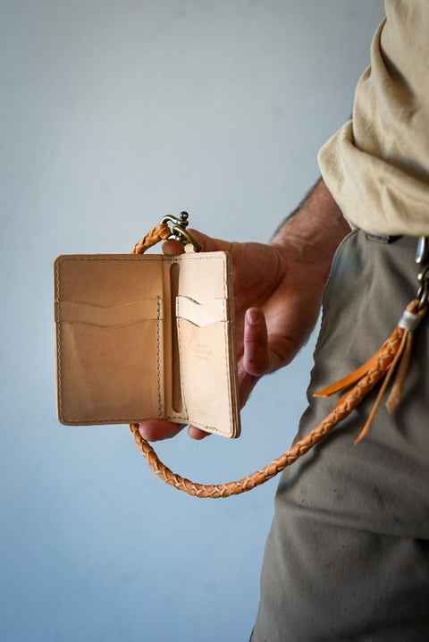 Mini Trucker Wallet + Braided Lanyard (Natural Veg Tan)