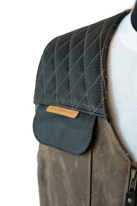 PREORDER: LIMITED EDITION VEST (BRUSH BRASS CANVAS + BLACK LEATHER)