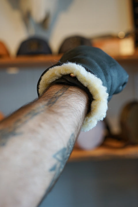 Handmade in canada deerhide mittens in black