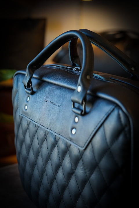 Business Bag (Diamond Stitch: Two Tone Flat Black + Pebbled Black)