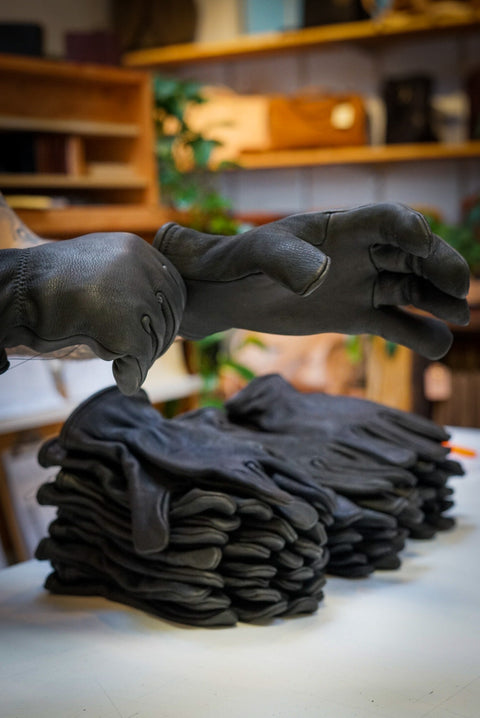 Handmade Black Leather Gloves