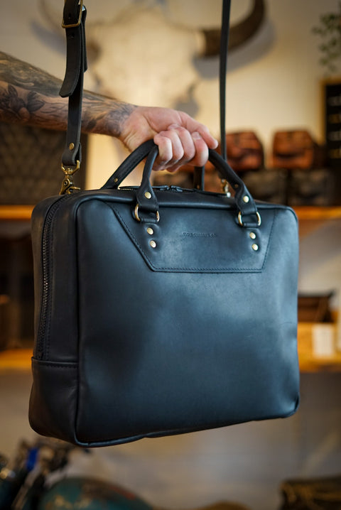 Business Bag (Flat Black + Brush Brass Hardware)