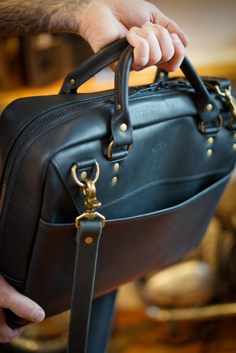 Business Bag (Flat Black + Brush Brass Hardware)