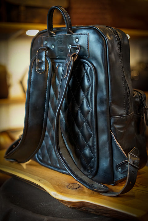 Commuter Backpack (Diamond Stitch: Horween Black)