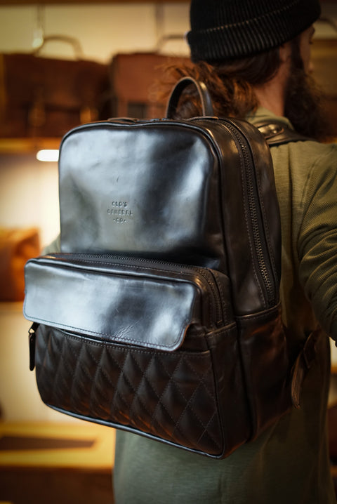 Commuter Backpack (Diamond Stitch: Horween Black)