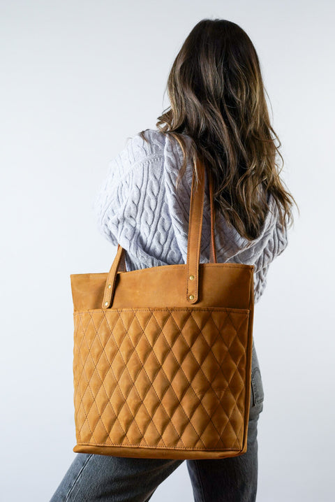 Tote Bag (Diamond Stitch: Honey Tan Nubuck)