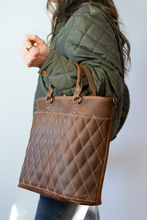 Handbag (Diamond Stitch: Dark Caramel Brown)