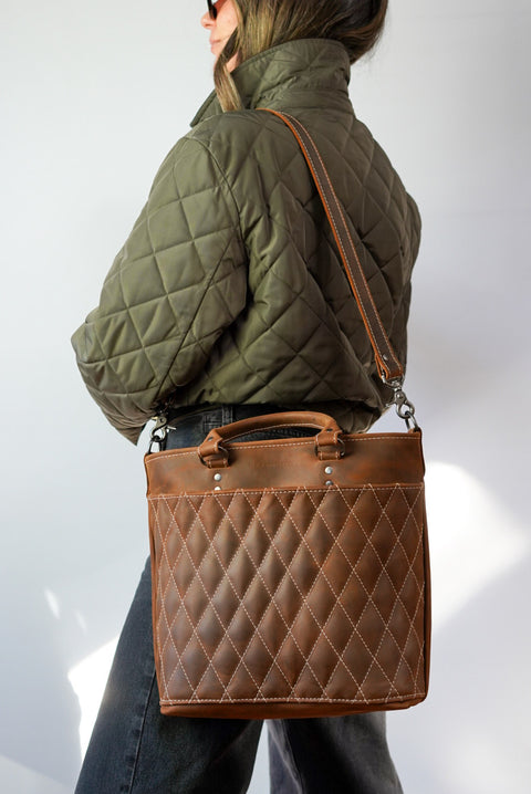 Handbag (Diamond Stitch: Dark Caramel Brown)