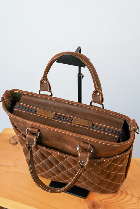 Handbag (Diamond Stitch: Dark Caramel Brown)
