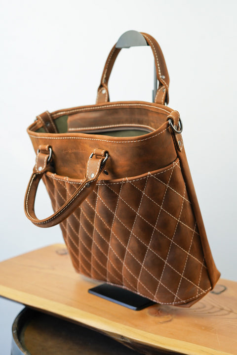 Handbag (Diamond Stitch: Dark Caramel Brown)
