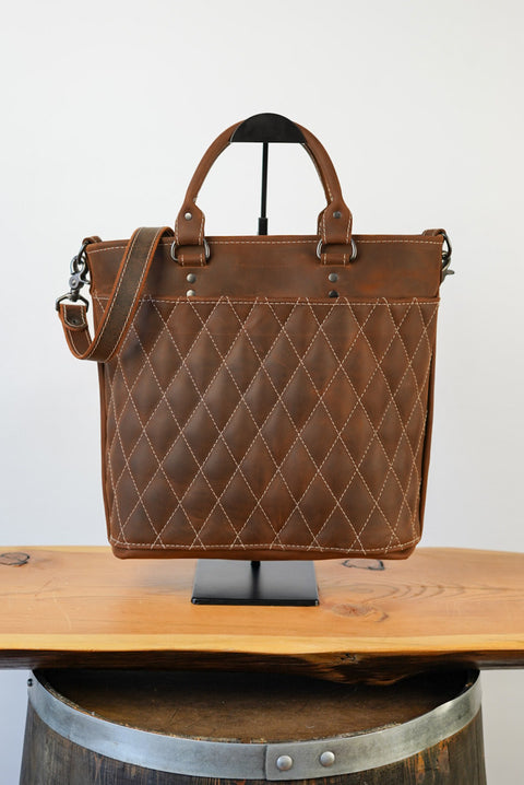 Handbag (Diamond Stitch: Dark Caramel Brown)