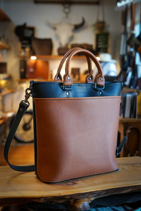 Handbag (Two Tone: Pebbled Canyon Tan + Flat Black)