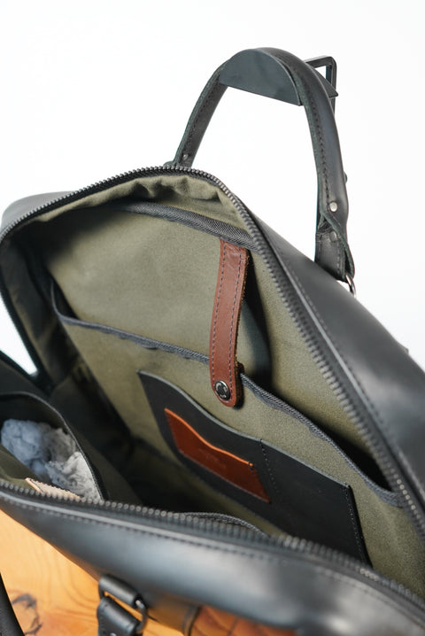 XL Business Bag (Diamond Stitch: Roasted Chestnut + Cigar Black)