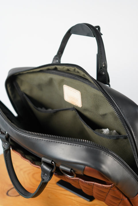 XL Business Bag (Diamond Stitch: Roasted Chestnut + Cigar Black)