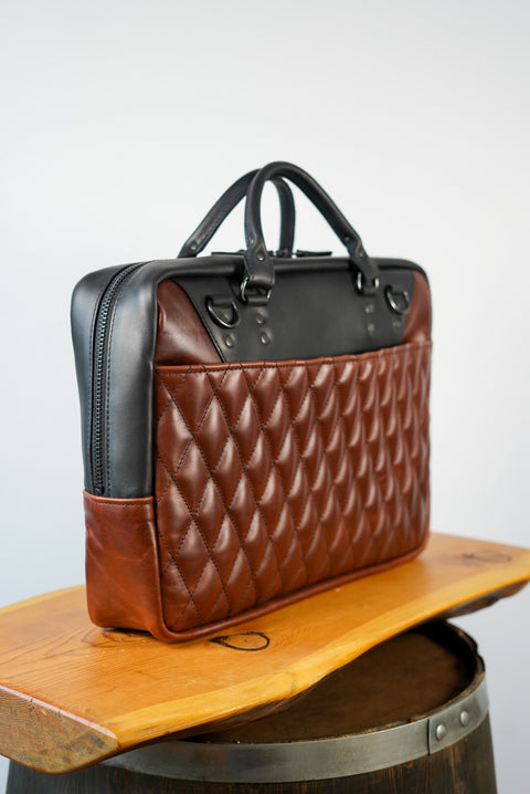 XL Business Bag (Diamond Stitch: Roasted Chestnut + Cigar Black)