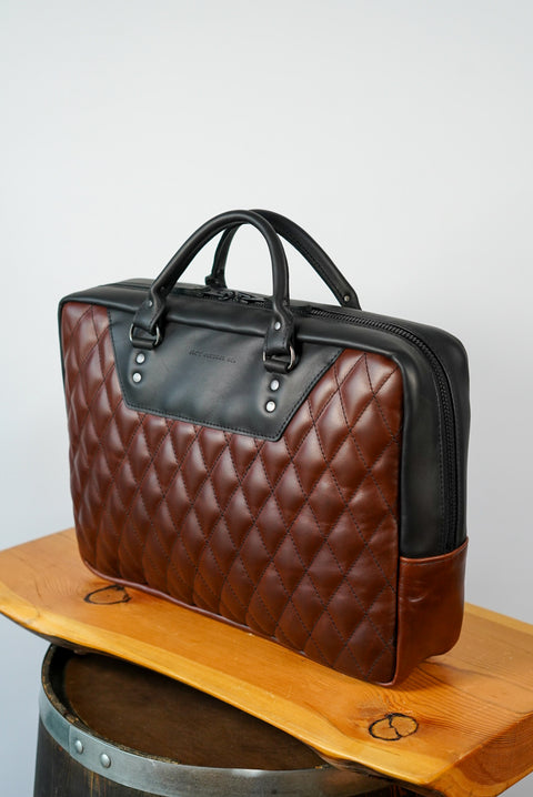 XL Business Bag (Diamond Stitch: Roasted Chestnut + Cigar Black)